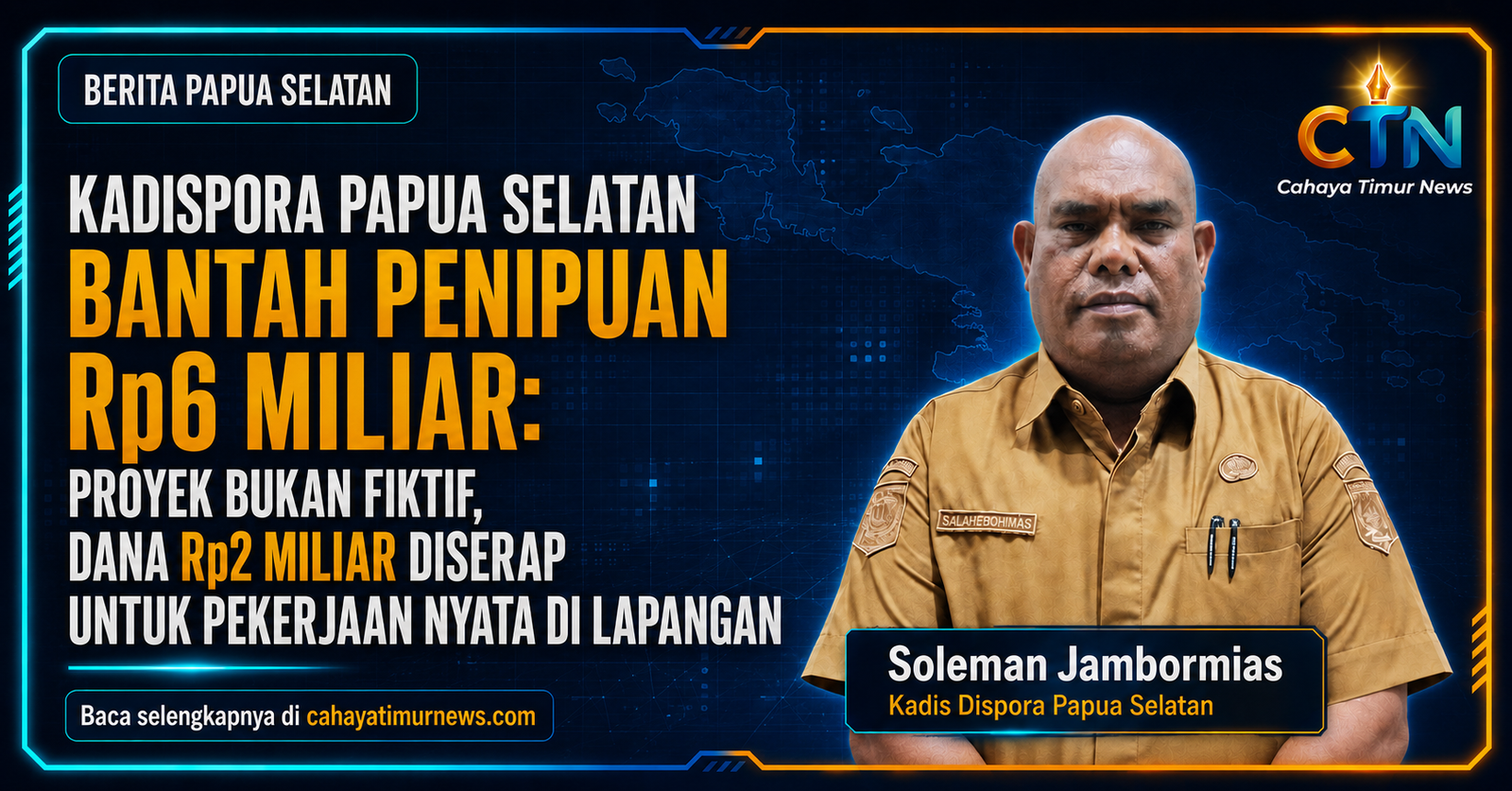 Kadispora Papua Selatan Bantah Penipuan Rp6 Miliar: Proyek Bukan Fiktif, Dana Rp2 Miliar Diserap untuk Pekerjaan Nyata di Lapangan