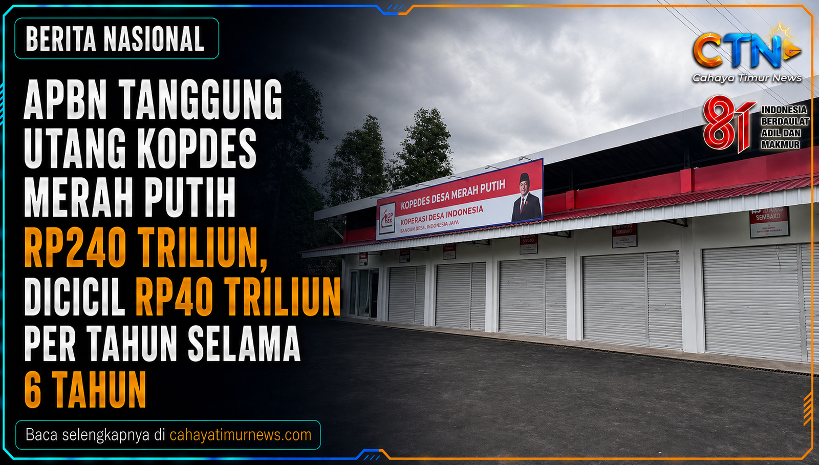 APBN Tanggung Utang Kopdes Merah Putih Rp240 Triliun, Dicicil Rp40 Triliun per Tahun Selama 6 Tahun